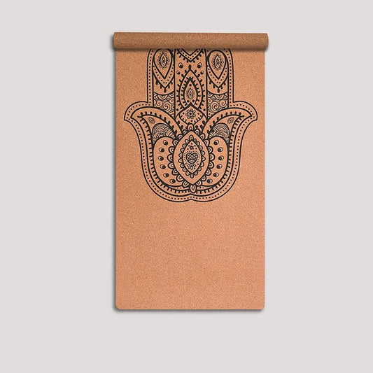 Hamsa Natural Cork Mat with Carry Strap