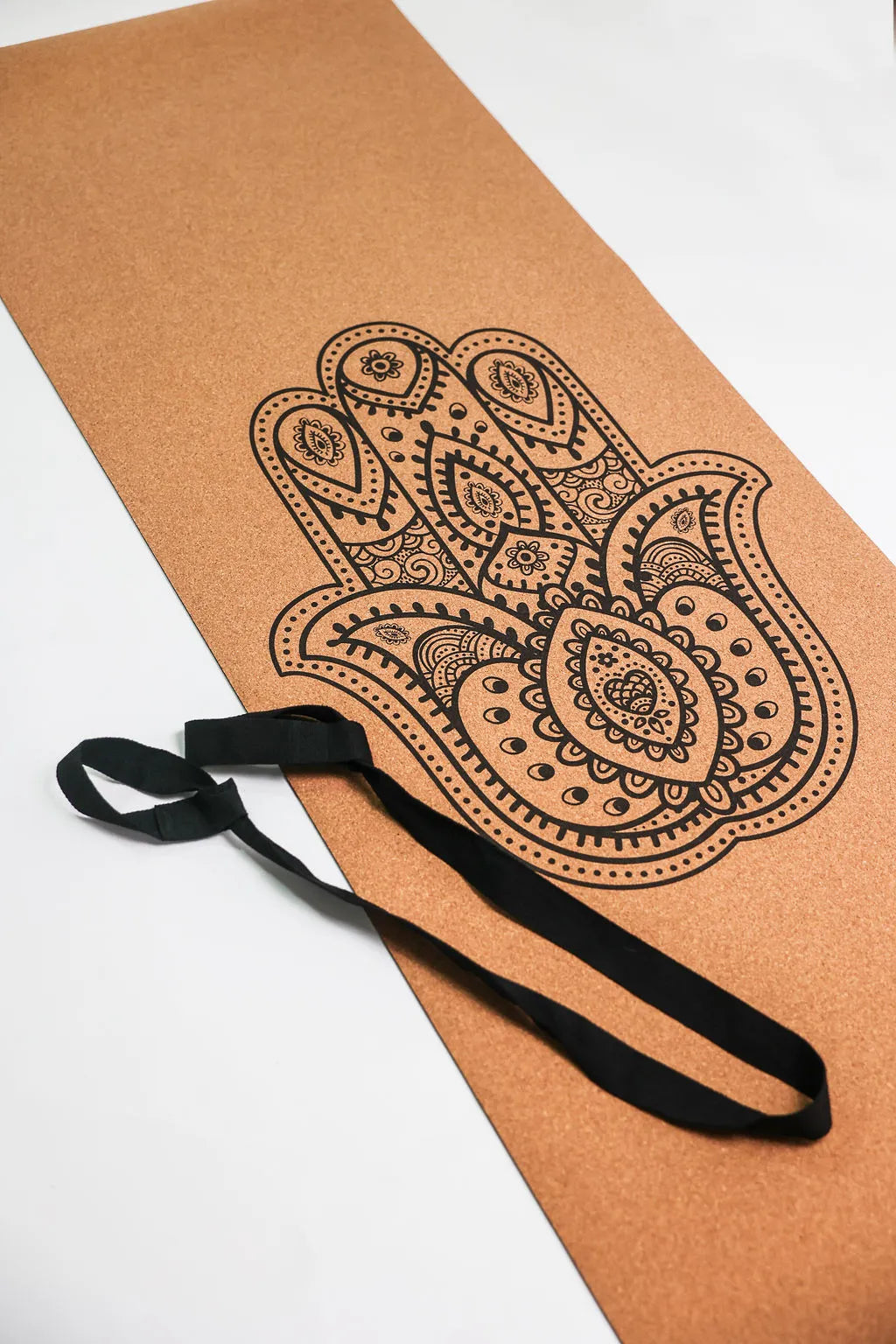 Hamsa Natural Cork Mat with Carry Strap