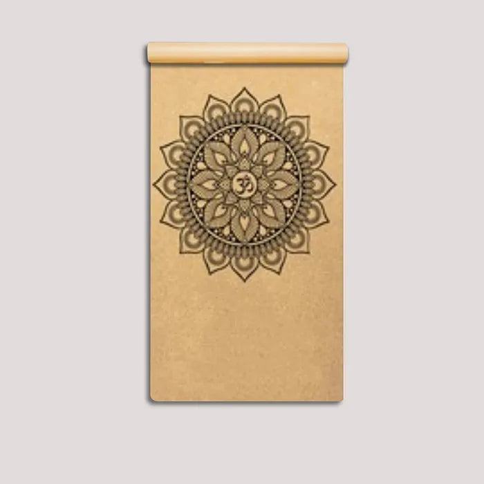 Om Shanti Natural Cork Mat With Carry Strap