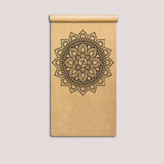 Om Shanti Natural Cork Mat With Carry Strap