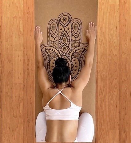 Hamsa Natural Cork Mat with Carry Strap