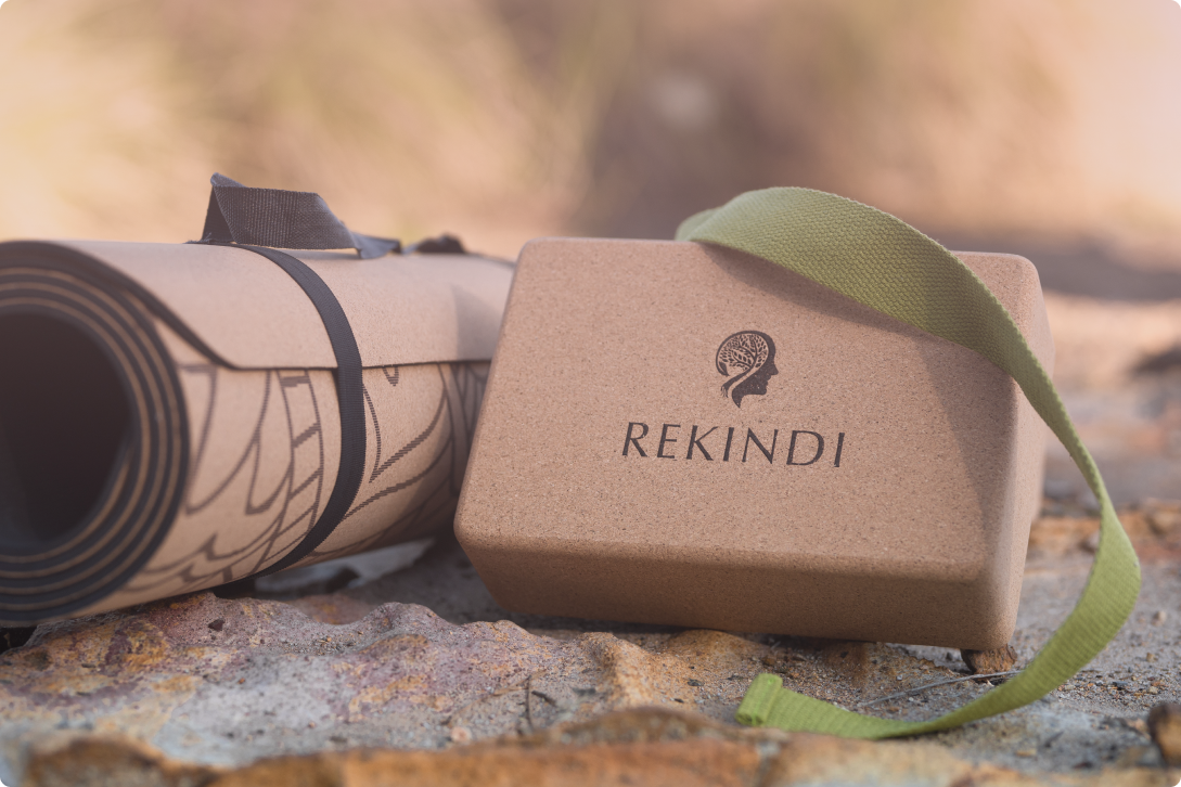 Om Natural Cork Mat with Carry Strap
