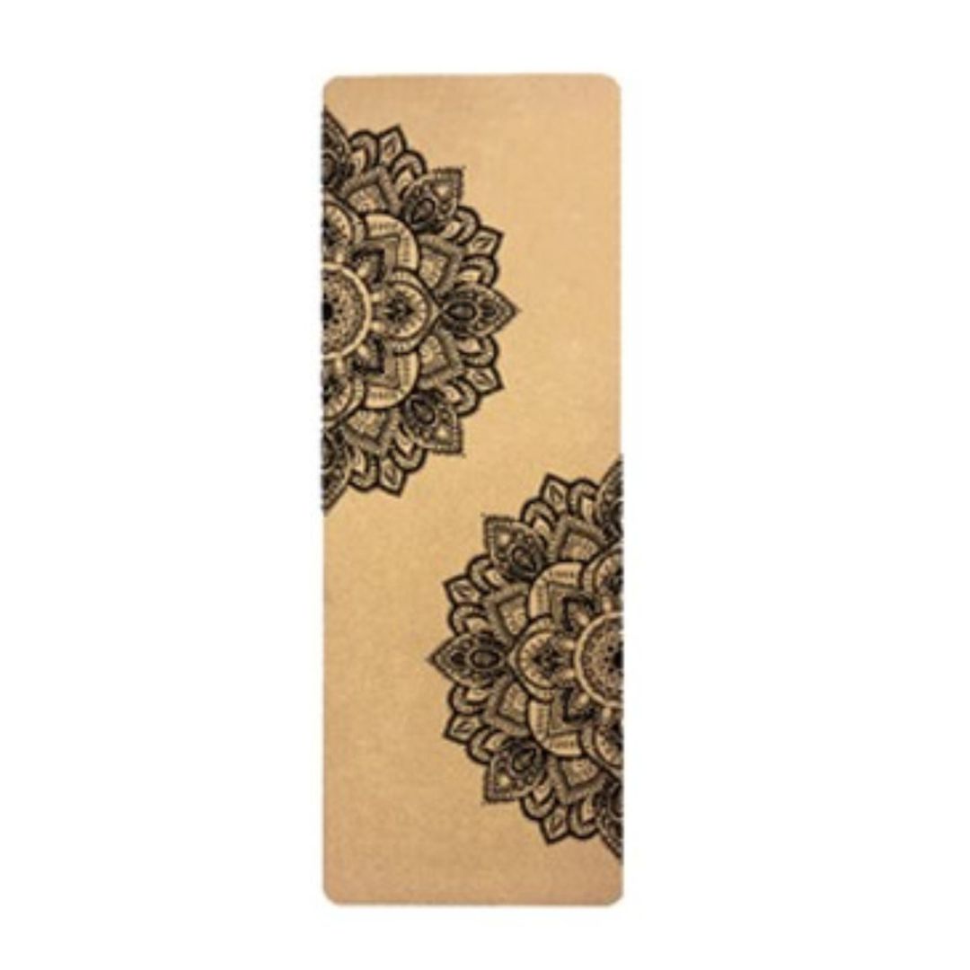 Mandala Natural Cork Mat with Carry Strap