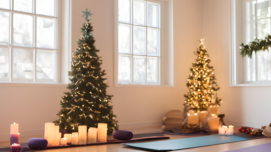 Image of a festive yoga studio setup